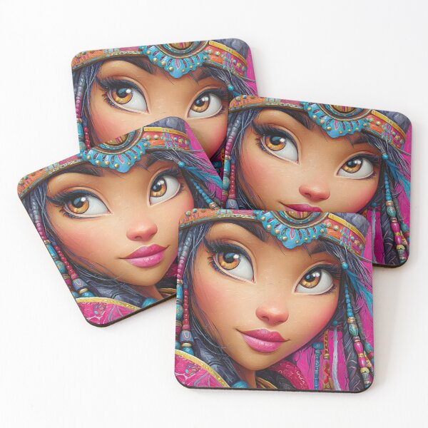 Item preview, Vibrant portrait of a young girl with tribal attire designed and sold by Artessie.