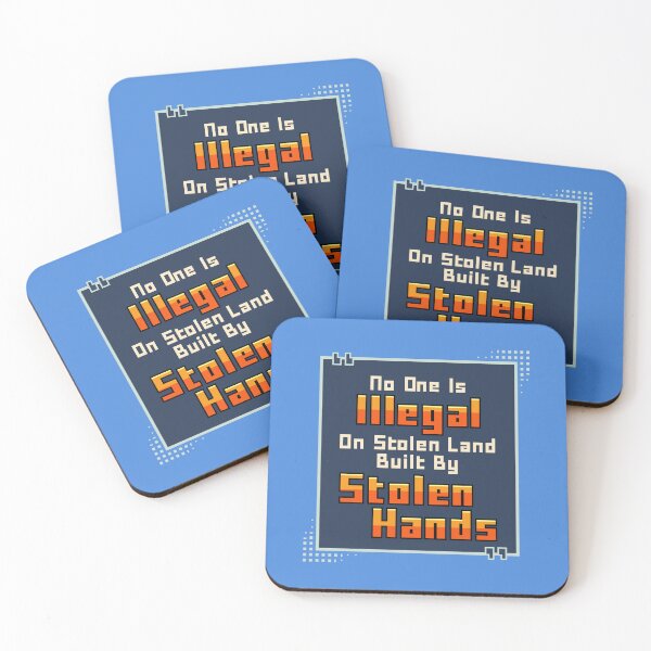 Item preview, No One Is Illegal On Stolen Land Shirt, Retro Pixel Art Social Justice Tee, Built By Stolen Hands Indigenous Rights T-Shirt, Message In A Box Collection designed and sold by bitwoofstudio.