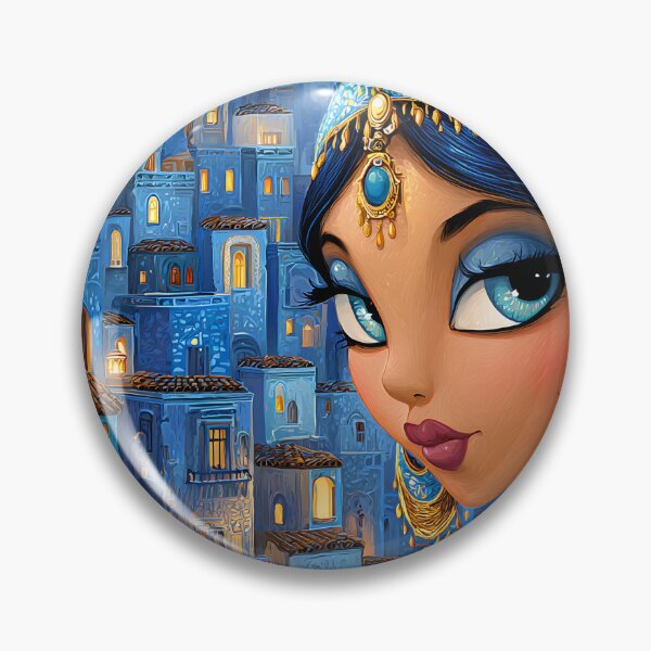 Item preview, Enchanting Blue-Hued Cityscape with Elegant Woman designed and sold by Artessie.