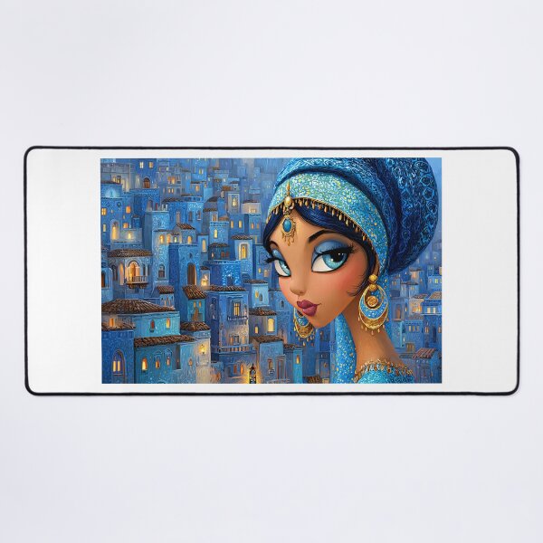 Item preview, Enchanting Blue-Hued Cityscape with Elegant Woman designed and sold by Artessie.