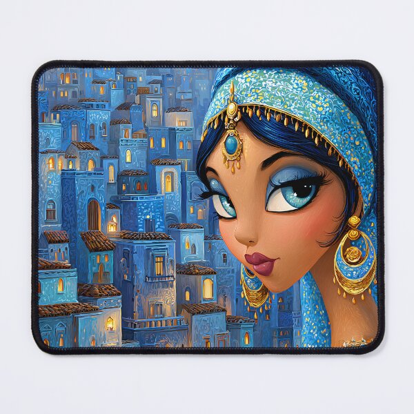 Item preview, Enchanting Blue-Hued Cityscape with Elegant Woman designed and sold by Artessie.
