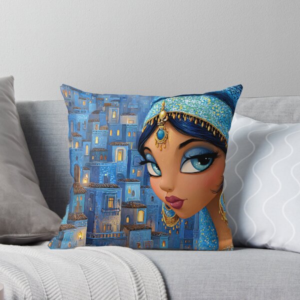 Item preview, Enchanting Blue-Hued Cityscape with Elegant Woman designed and sold by Artessie.