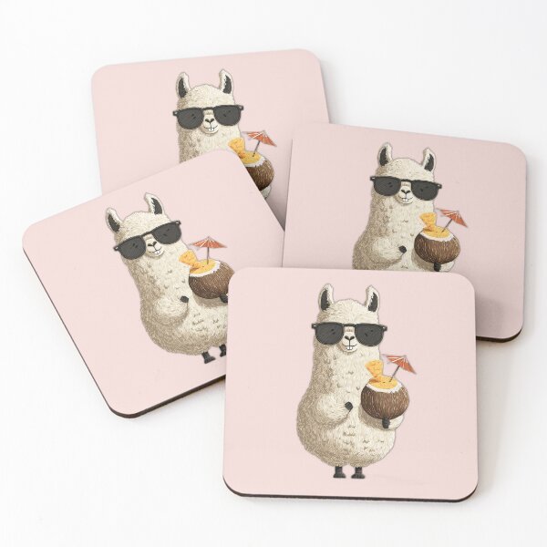 Item preview, Chill Alpaca with Coconut Drink and Sunglasses Tropical Summer Vibes designed and sold by Beachy Beasts.