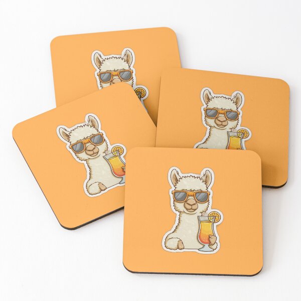 Item preview, Cool Alpaca Cocktail Cartoon with Orange Sunglasses Summer Lounge Design designed and sold by Beachy Beasts.