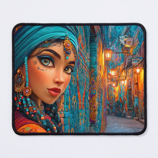Item preview, Colorful Alleyway with Enigmatic Young Woman designed and sold by Artessie.