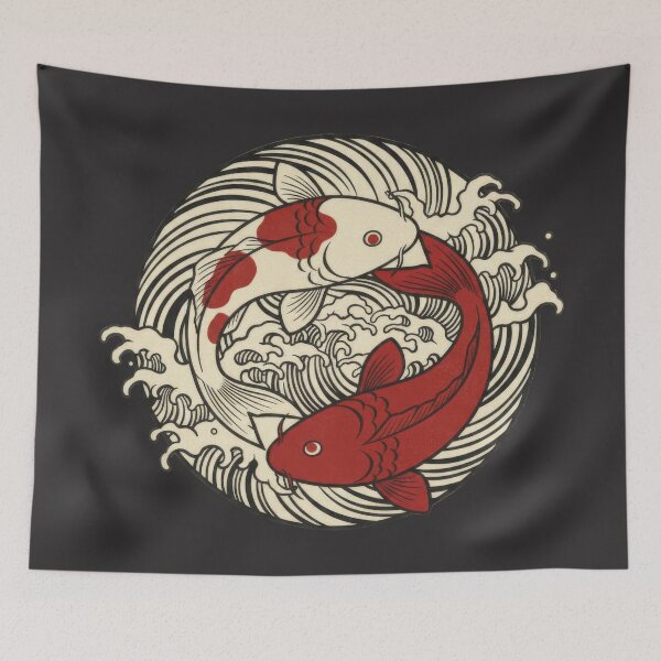 Item preview, Japanese Koi Fish Yin Yang Art - Traditional Ukiyo-e Style designed and sold by seven things shop.