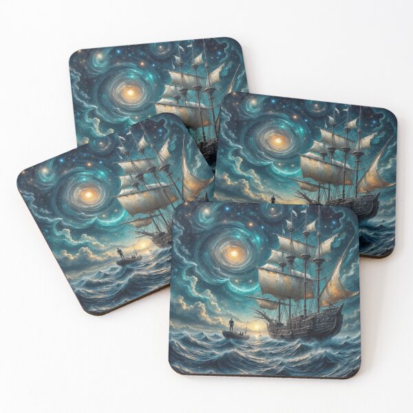 Item preview, Cosmic Voyage & Ocean Dreams – Sailing ship in the sea of stars between light, waves & galaxies designed and sold by FotoworldEdel.