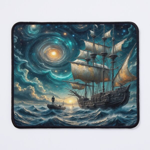 Item preview, Cosmic Voyage & Ocean Dreams – Sailing ship in the sea of stars between light, waves & galaxies designed and sold by FotoworldEdel.