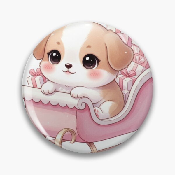 Item preview, Puppy in Pink Sleigh – Cute Christmas Dog with Gifts Sticker designed and sold by Vextur.