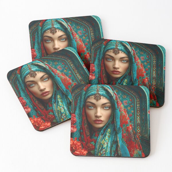 Item preview, Brilliant Woman in Vivid Turquoise and Flowers designed and sold by Artessie.