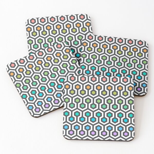 Item preview, Geometric Pattern: Looped Hexagons: Light Chalk Rainbow designed and sold by Red Wolf.
