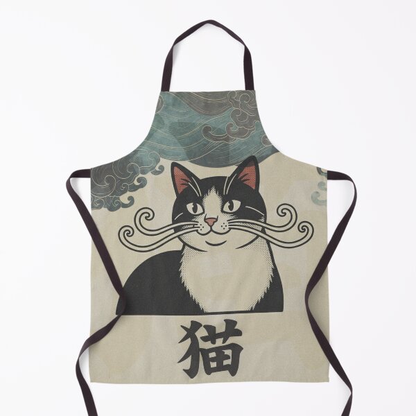 Item preview, Mustache Cat Neko – Vintage Japanese Style designed and sold by CucuArtwork.