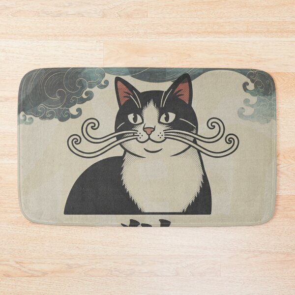 Item preview, Mustache Cat Neko – Vintage Japanese Style designed and sold by CucuArtwork.