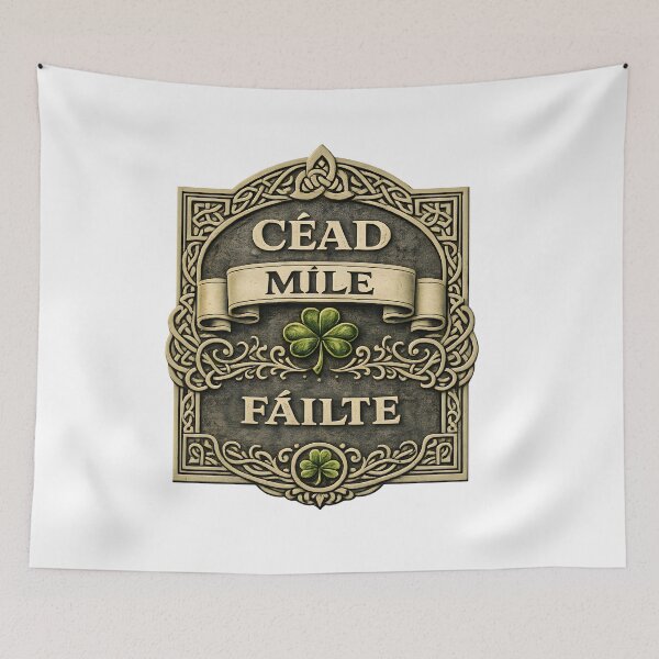 Item preview, Céad Míle Fáilte – Traditional Irish Welcome Celtic Design designed and sold by Rough Sketches – Ireland Inspired Art.