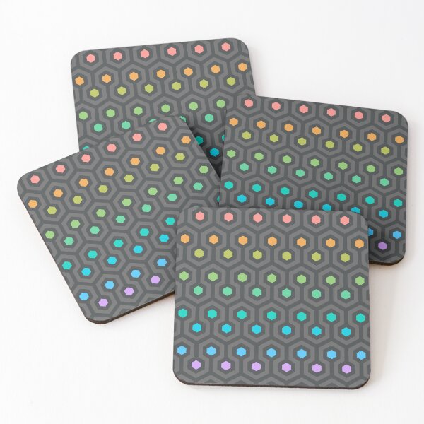 Item preview, Geometric Pattern: Looped Hexagons: Dark Chalk Rainbow designed and sold by Red Wolf.