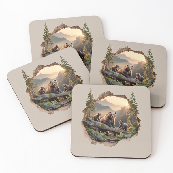 Item preview, bear family - hiking - camping - national park – bear adventure - scenic view - woodland - rustic - alpine - pacific northwest - canadian wilderness - leave no trace - protect the wild - bear country designed and sold by JansenGS.