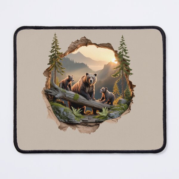 Item preview, bear family - hiking - camping - national park – bear adventure - scenic view - woodland - rustic - alpine - pacific northwest - canadian wilderness - leave no trace - protect the wild - bear country designed and sold by JansenGS.