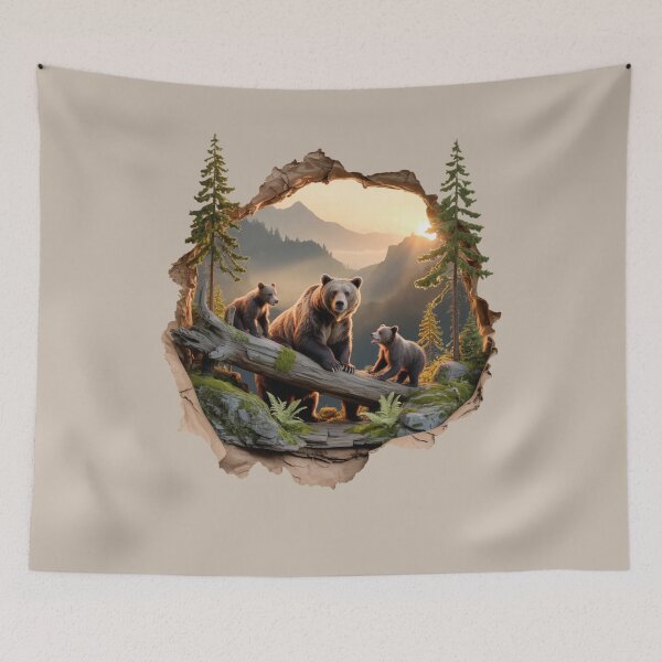 Item preview, bear family - hiking - camping - national park – bear adventure - scenic view - woodland - rustic - alpine - pacific northwest - canadian wilderness - leave no trace - protect the wild - bear country designed and sold by JansenGS.