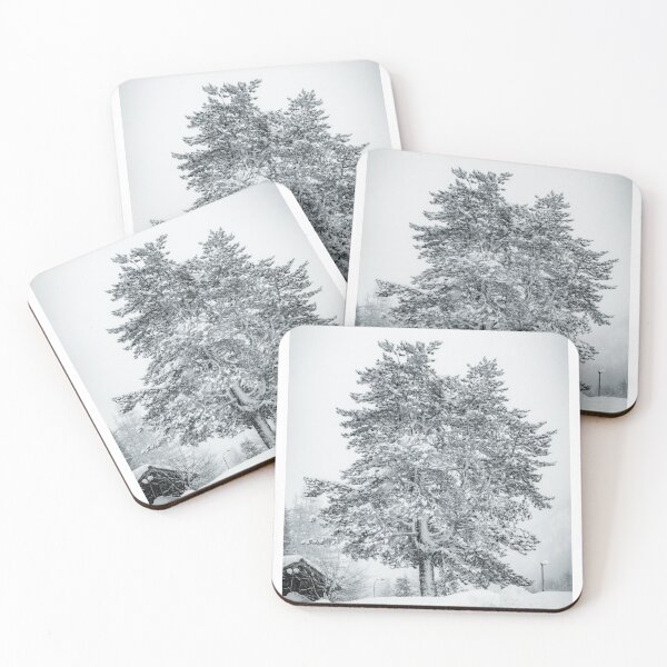 Item preview, Lone tree under the snow – Minimalist winter in black and white designed and sold by Northprod.