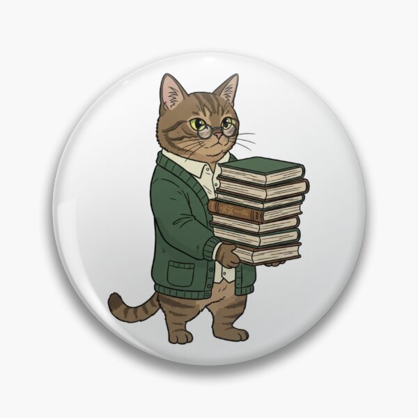 Item preview, Brown Tabby Cat Librarian Carrying Stack of Books designed and sold by octozap.