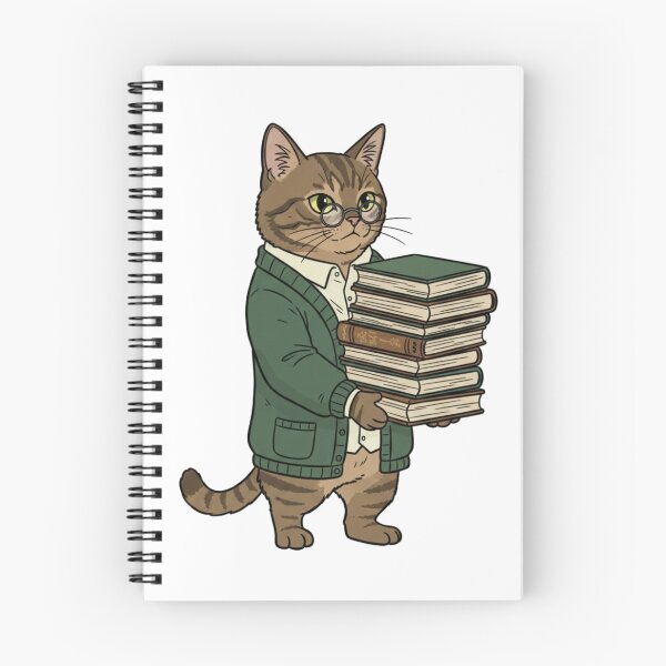 Item preview, Brown Tabby Cat Librarian Carrying Stack of Books designed and sold by octozap.