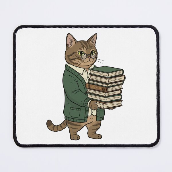 Item preview, Brown Tabby Cat Librarian Carrying Stack of Books designed and sold by octozap.