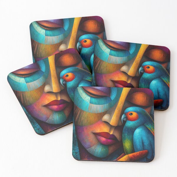 Item preview, Colorful Portrait of a Woman with a Bright Bird designed and sold by Artessie.