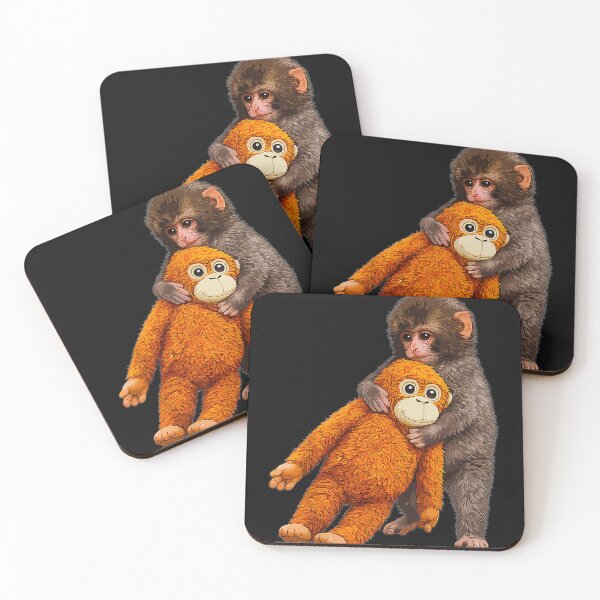 Item preview, Cute Baby Monkey Hugging Stuffed Animal Primate designed and sold by FemmeForge.