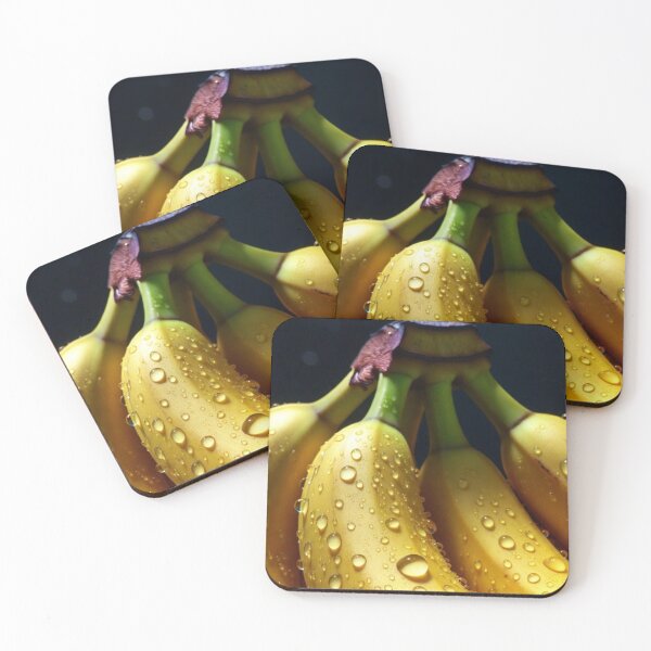 Item preview, Golden Bananas with Water Drops – Hyper Realistic Macro Art designed and sold by PixelVibe782.