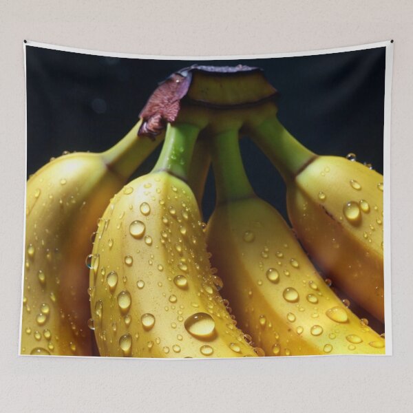 Item preview, Golden Bananas with Water Drops – Hyper Realistic Macro Art designed and sold by PixelVibe782.