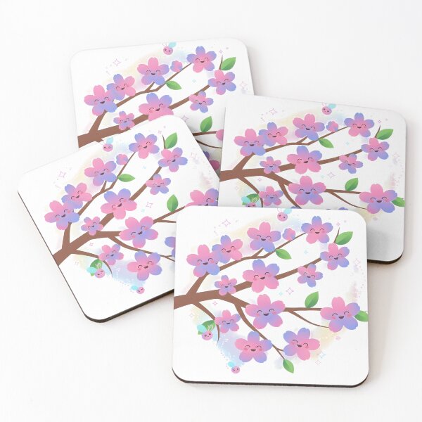 Item preview, Smiling kawaii cherry blossom branches designed and sold by The sticker haven.