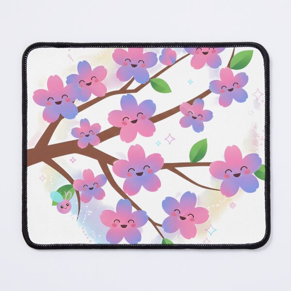 Item preview, Smiling kawaii cherry blossom branches designed and sold by The sticker haven.