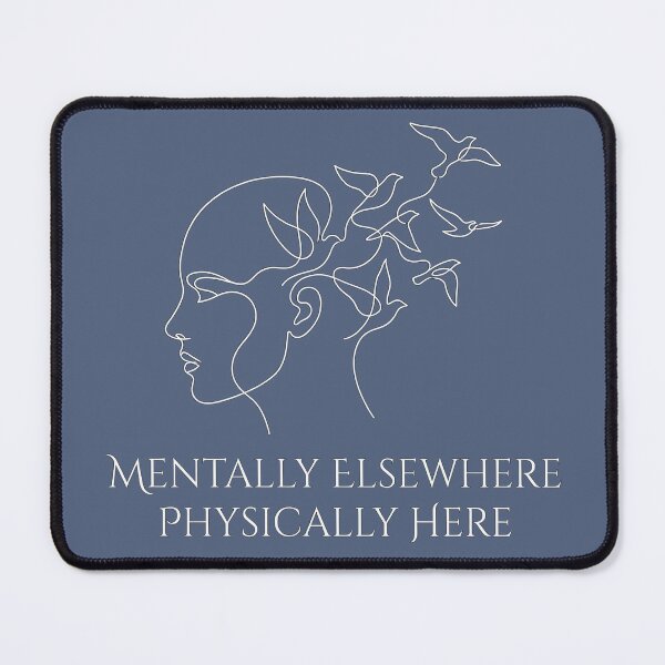 Item preview, Mentally Elsewhere Physically Here Line Art | Daydreamer Quote Minimalist designed and sold by IM Hunter.