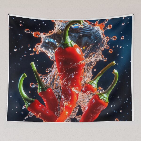 Item preview, Exploding Red Chili Splash – Fiery Macro Art designed and sold by PixelVibe782.