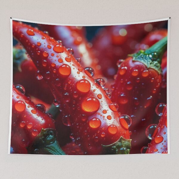 Item preview, Red Chili Cluster – Bold Spicy Macro Art designed and sold by PixelVibe782.