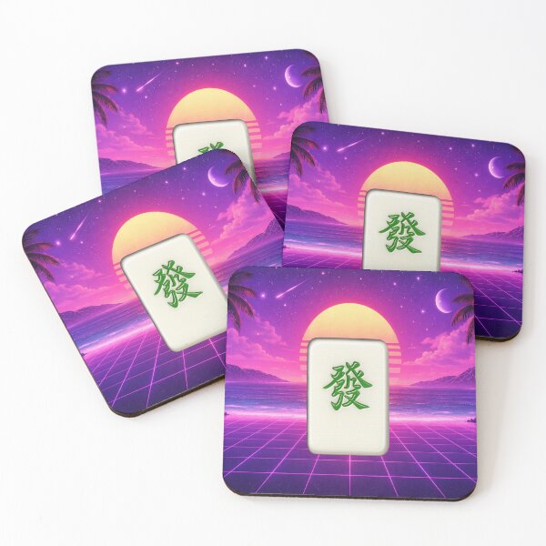 Item preview, The Green Dragon Mahjong tile Vaporwave Inspired design designed and sold by SamiVaporStudio.