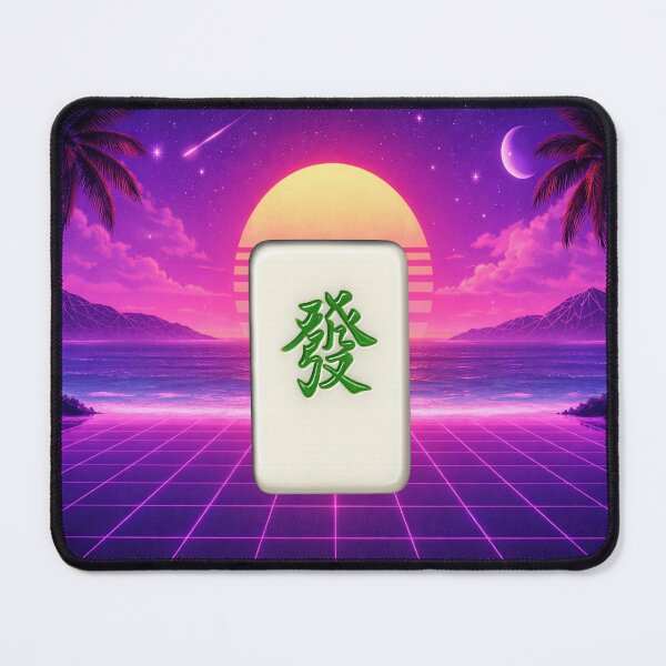 Item preview, The Green Dragon Mahjong tile Vaporwave Inspired design designed and sold by SamiVaporStudio.