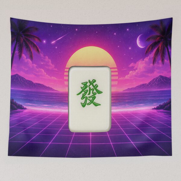 Item preview, The Green Dragon Mahjong tile Vaporwave Inspired design designed and sold by SamiVaporStudio.