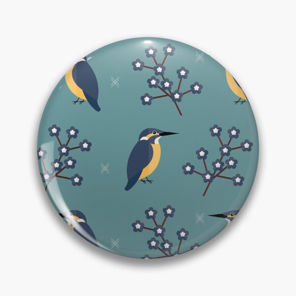 Item preview, Kingfishers on blue designed and sold by reneesillus.