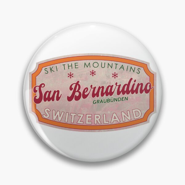 Item preview, San Bernardino, Switzerland, Graubünden, Ski, textured skiing badge designed and sold by Wanderful-roads.