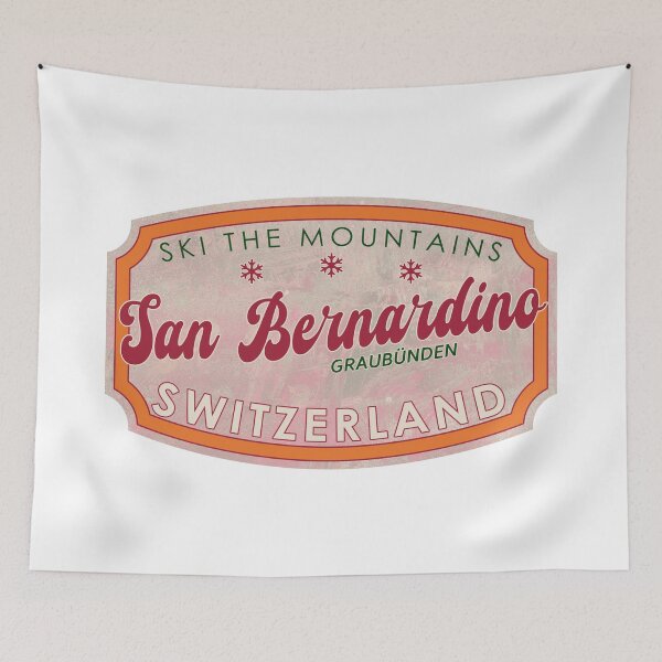Item preview, San Bernardino, Switzerland, Graubünden, Ski, textured skiing badge designed and sold by Wanderful-roads.