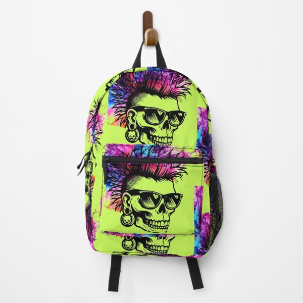 Item preview, A skull with vibrant, multi-colored hair designed and sold by Mini Pixel Perfect Co..