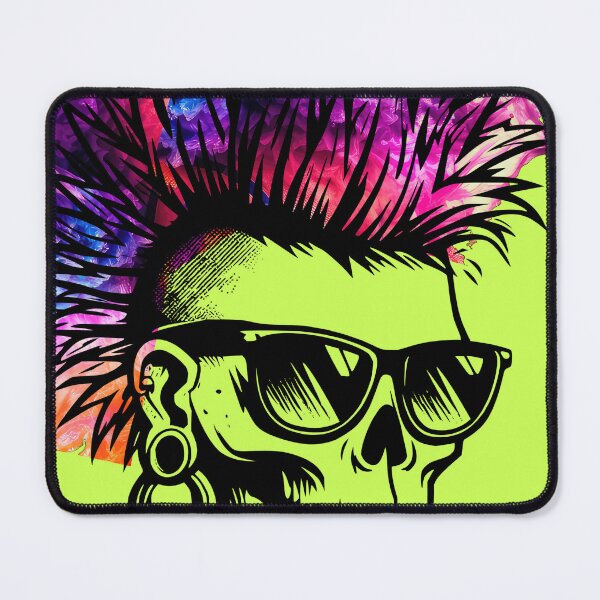 Item preview, A skull with vibrant, multi-colored hair designed and sold by Mini Pixel Perfect Co..