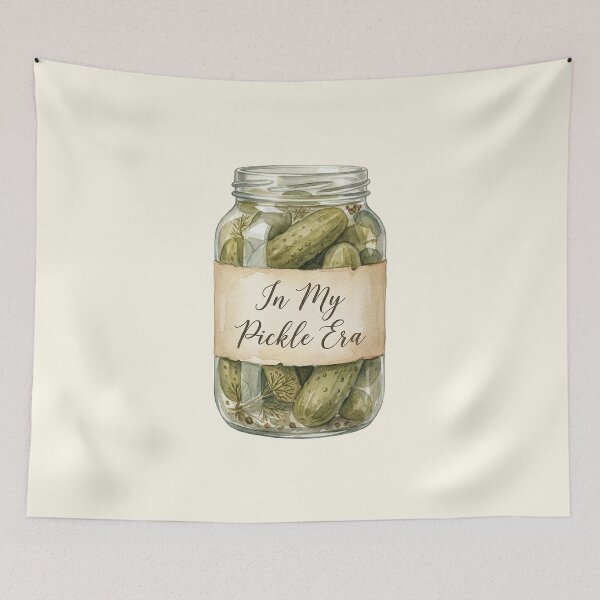 Item preview, In My Pickle Era – Vintage Watercolor Pickle Jar Illustration designed and sold by Verycutethings.