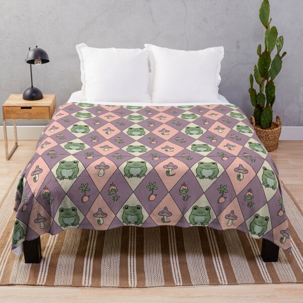 Item preview, Kawaii Goblincore Frog Argyle Pattern | Cute Pastel Woodland Seamless Repeat Design designed and sold by Tamas Das.