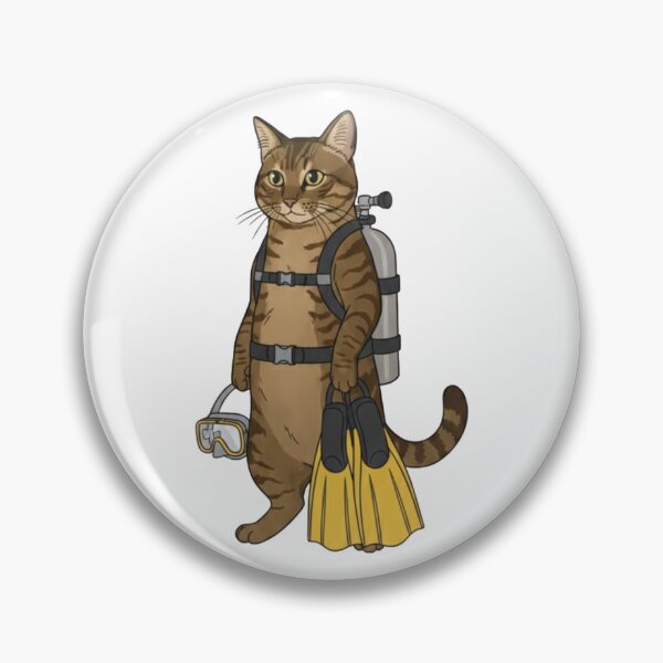 Item preview, Brown Tabby Cat Scuba Diver Holding Gear designed and sold by octozap.