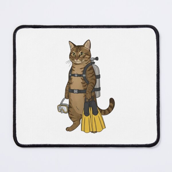 Item preview, Brown Tabby Cat Scuba Diver Holding Gear designed and sold by octozap.