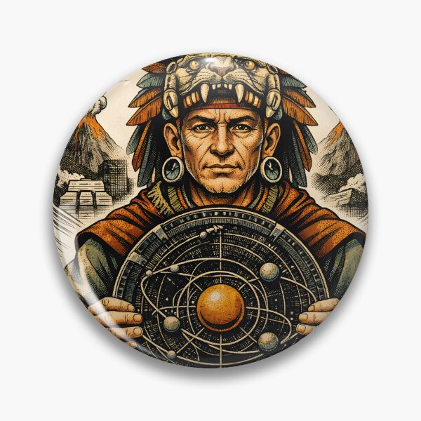 Item preview, Mayan Astronomer Time Is A Transmission Ancient Alien Theory Sci-Fi Poster, Sacred Geometry Galactic Calendar Obsidian Disc Aztec Jaguar Warrior Art Print designed and sold by Vivaan Studio.