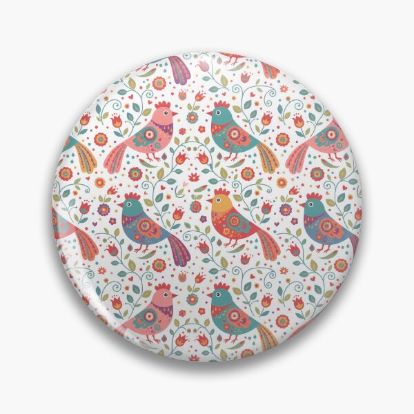 Item preview, Folk Bird Seamless Repeating Pattern – Scandinavian Folk Art by heidiannemorris © designed and sold by FOLK ART FUSION.