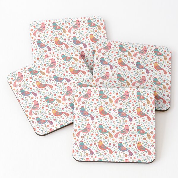 Item preview, Folk Bird Seamless Repeating Pattern – Scandinavian Folk Art by heidiannemorris © designed and sold by FOLK ART FUSION.
